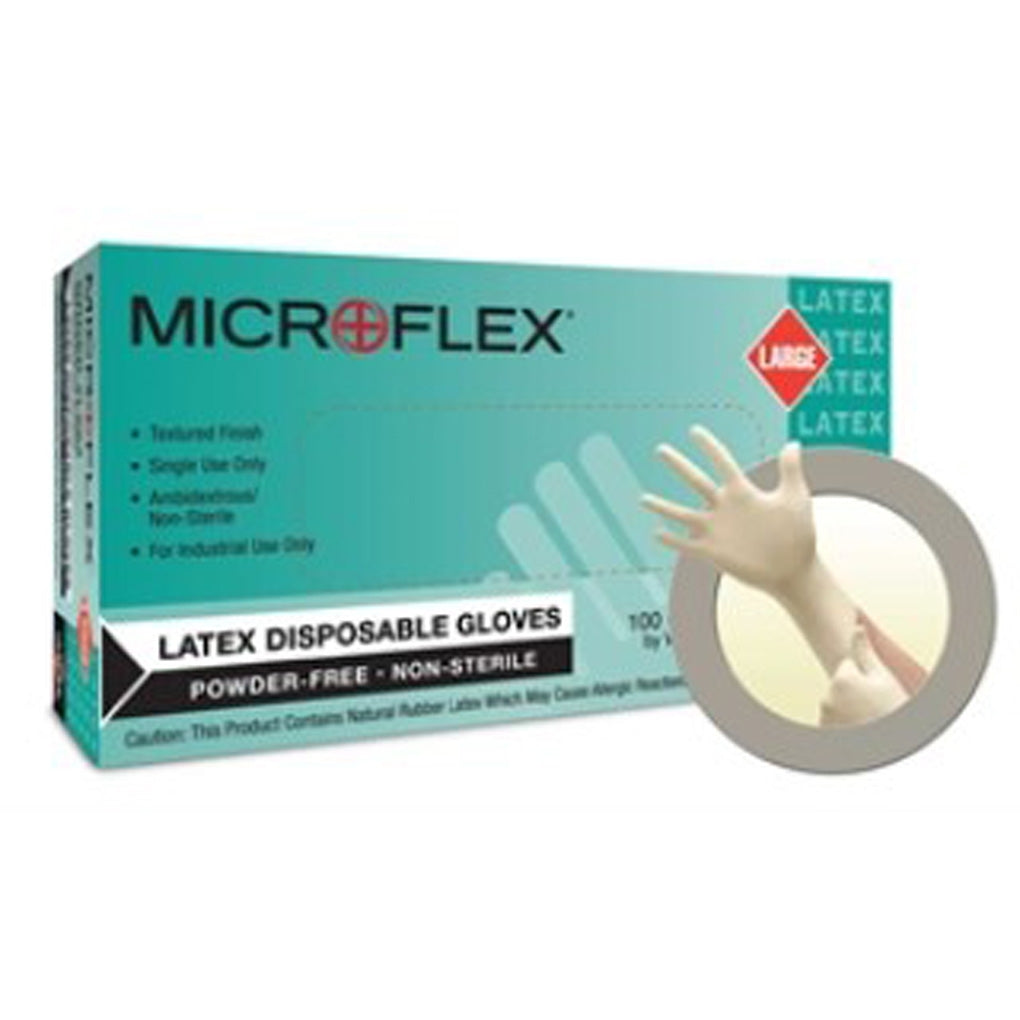 Ansell - L56 - Microflex Latex Gloves Powder Free Non-Sterile, Medium - 100/Pack