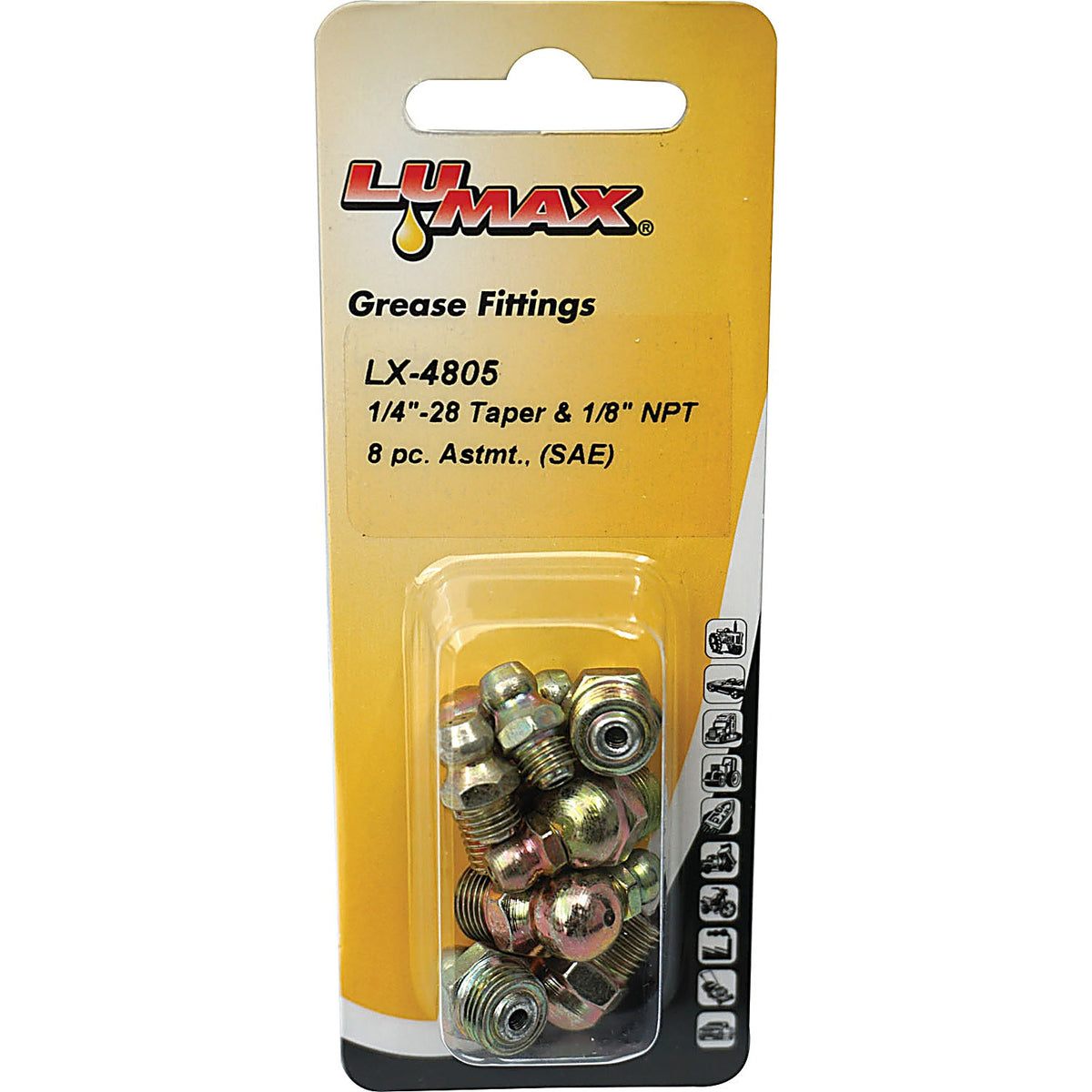 Lumax - LX-4805 - 8 pc. Astmt., (SAE), 1/4 in -28 Taper & 1/8 in NPT