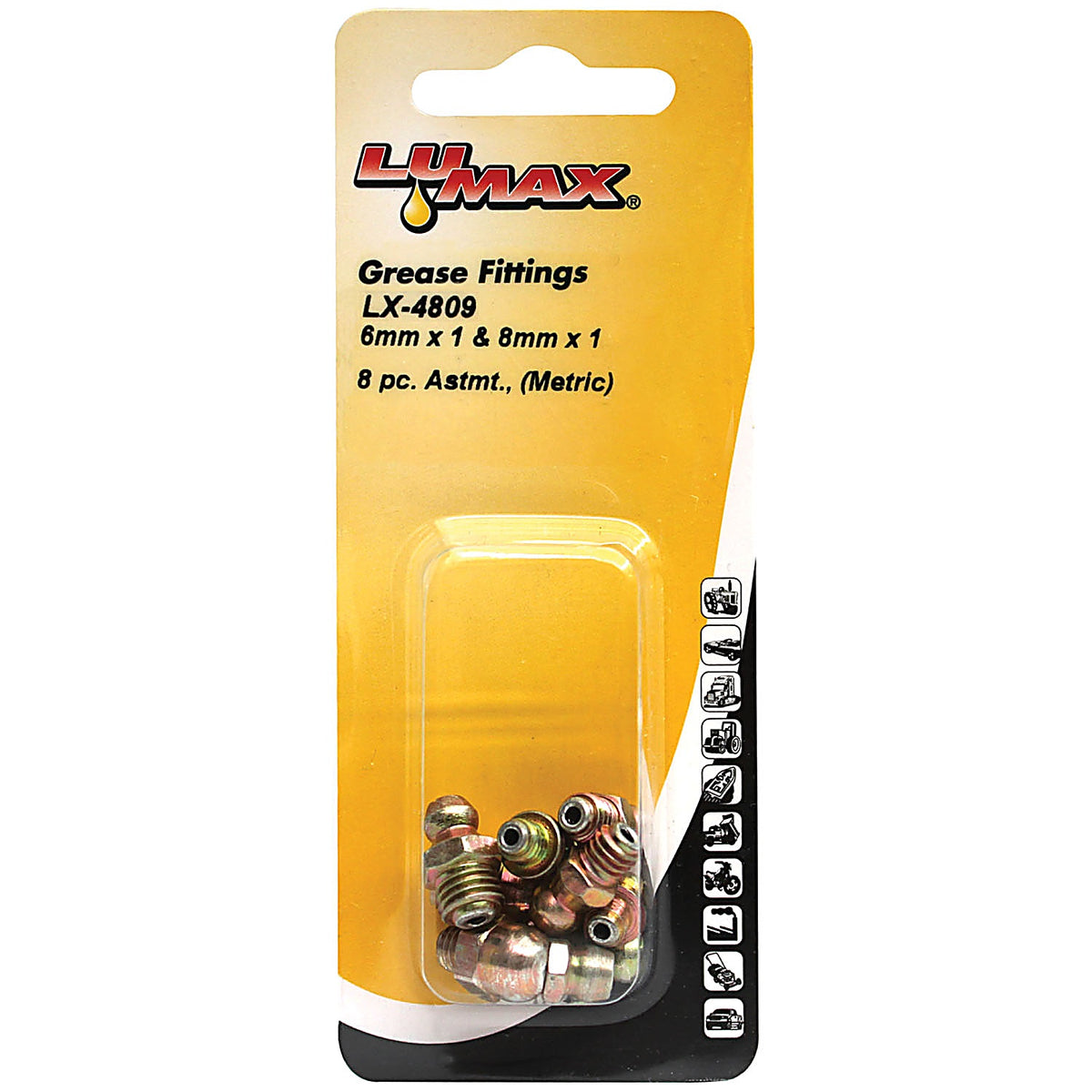 Lumax - LX-4809 - 8 pc. Astmt., (Metric), 6mm x 1& 8 mm x 1