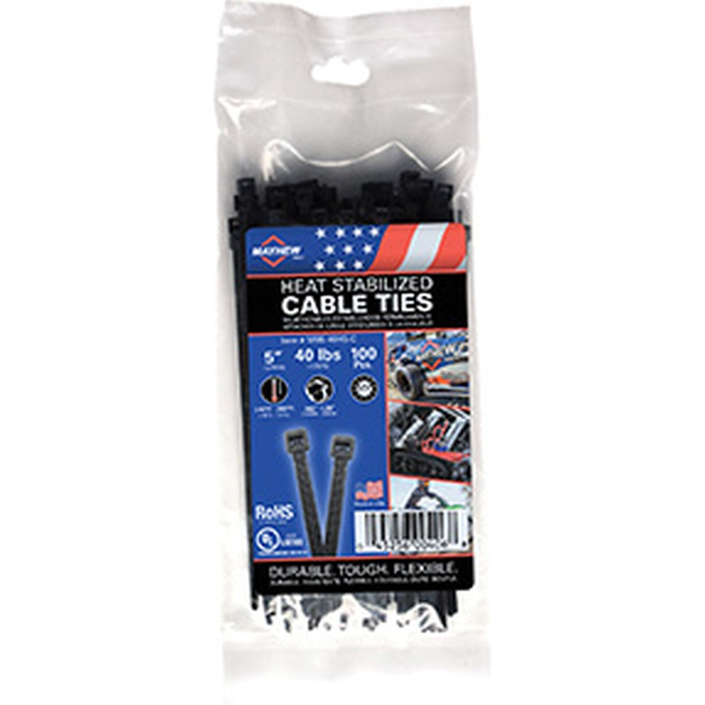 Mayhew - MB5-40HS-C - 5in 40 Lbs Heat Stable Cable Ties - 100/Bag