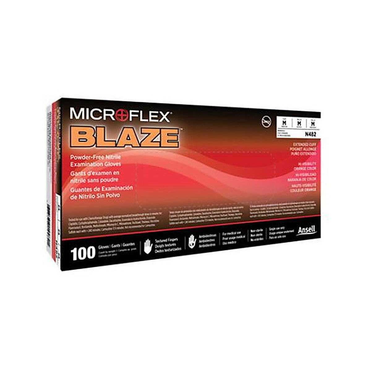 Microflex - N485 - Blaze General Purpose Disposable Exam Gloves, 2X-Large, Nitrile, Textured Orange