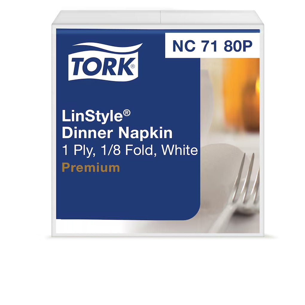 Tork - NC7180P - Premium LinStyle White Dinner Napkin, 1/8 Fold, 1-Ply - 6/Case
