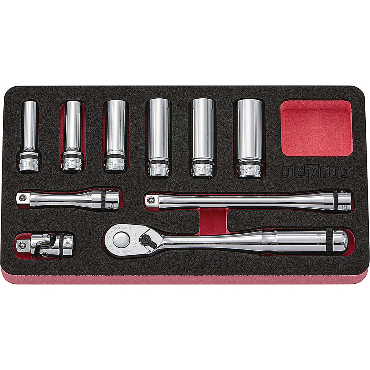 Nepros - NTB3L10C - Socket Set 3/8 Inch Drive Deep 10 Piece