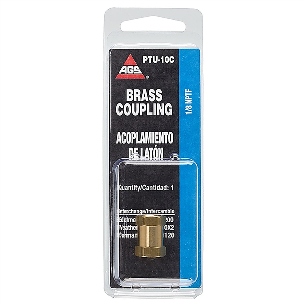 AGS - PTU-10B - Brass Coupling, Female (1/8-27 NPT), 1/Bag