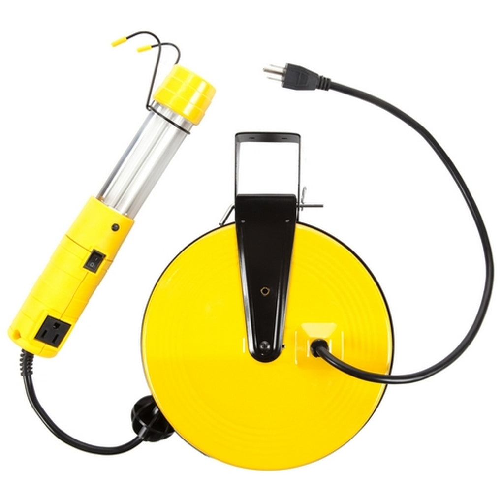 Bayco - SL825 - 13w Fluorescent Work Light on Retractable Reel - Spot, Single Outlet & Nylon Tipped Double Hook