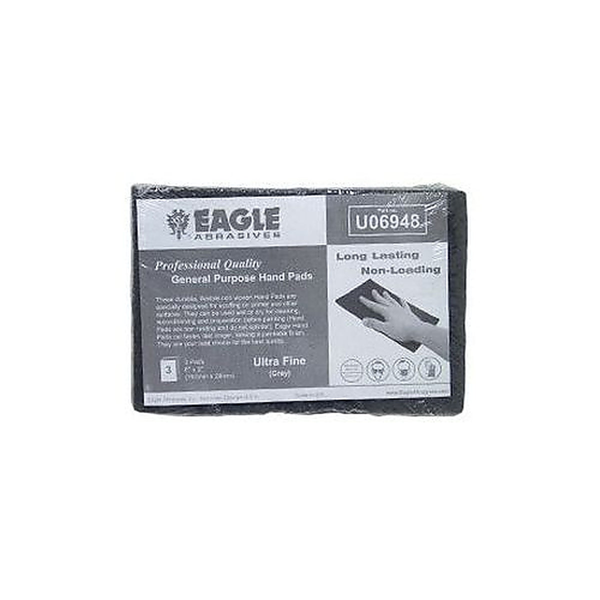 Eagle Abrasives - U06948 - Kovax Scuff Hand Pad, 6 Inch W X 9 Inch L, Ultra Fine, Nylon Fiber Abrasive, Gray