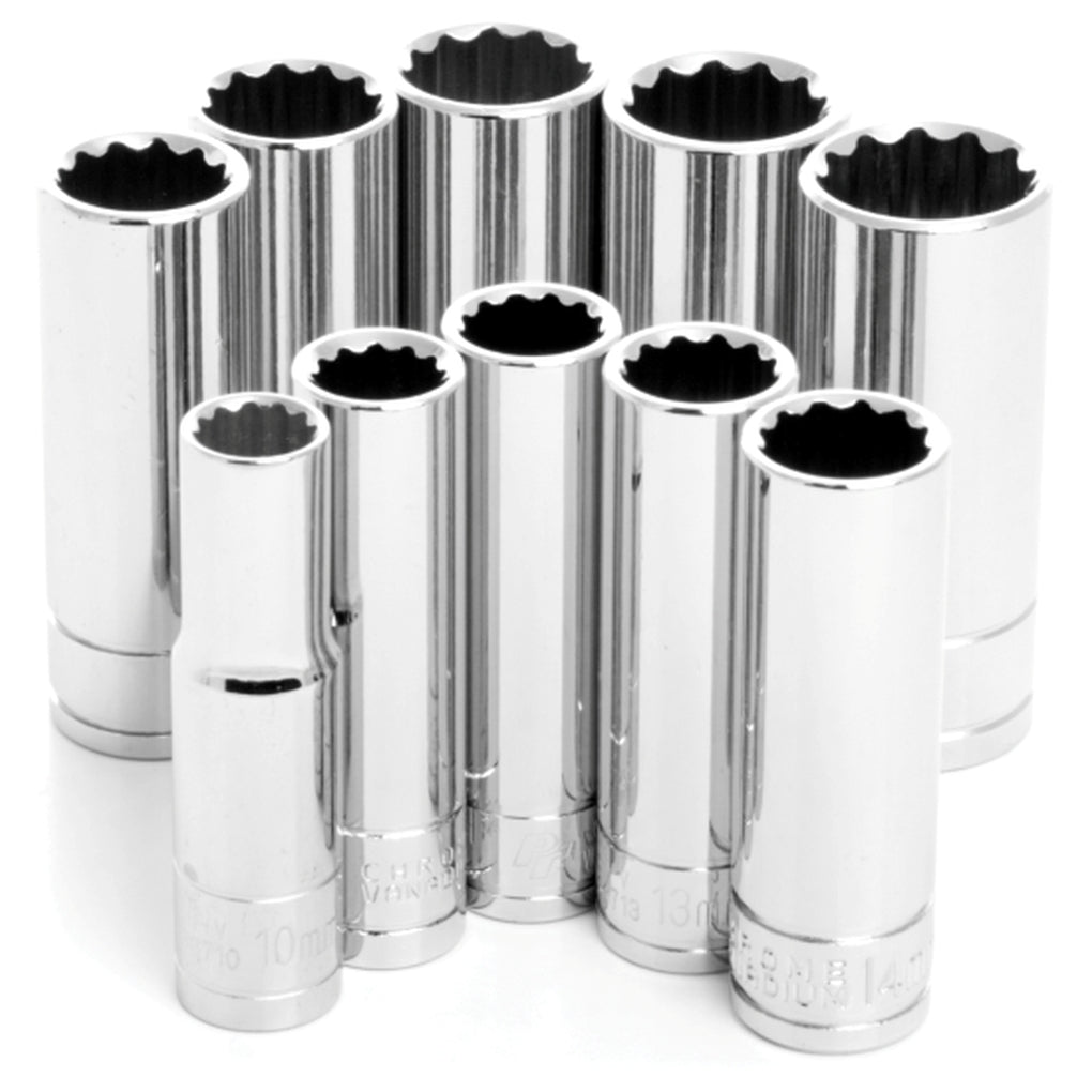 Performance Tool - W38700 - 10-Piece 3/8 In. Drive 12 Point Metric Deep Socket Set
