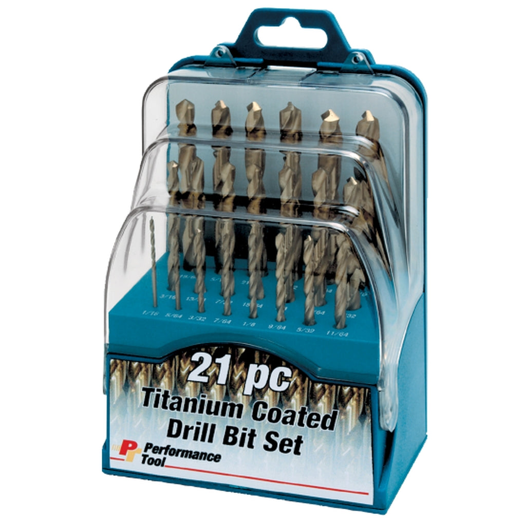 Performance Tool - W9016 - 21 Piece Titanium Coated Drill Bit