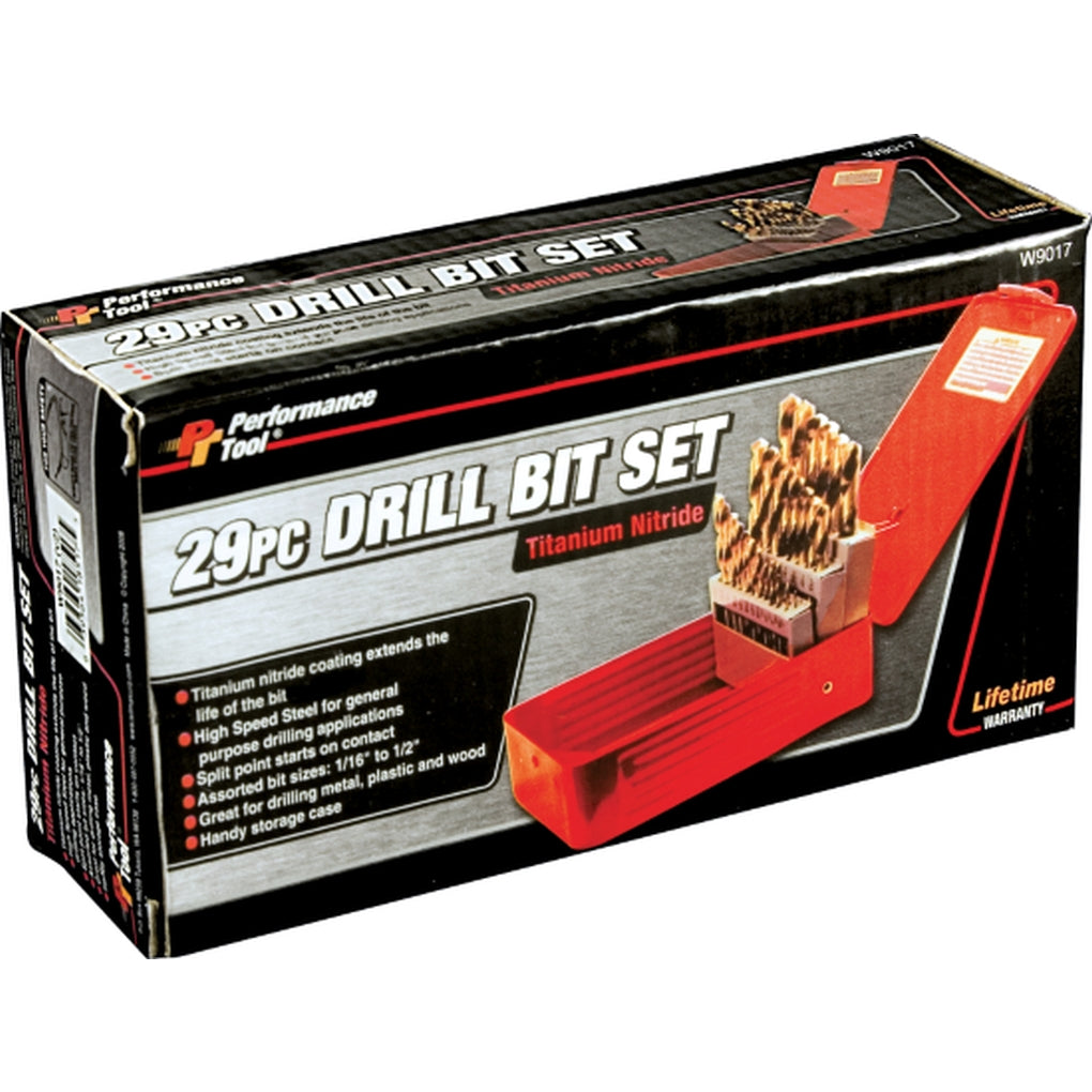 Performance Tool - W9017 - 29pc Drill Bit Set w/Steel Case